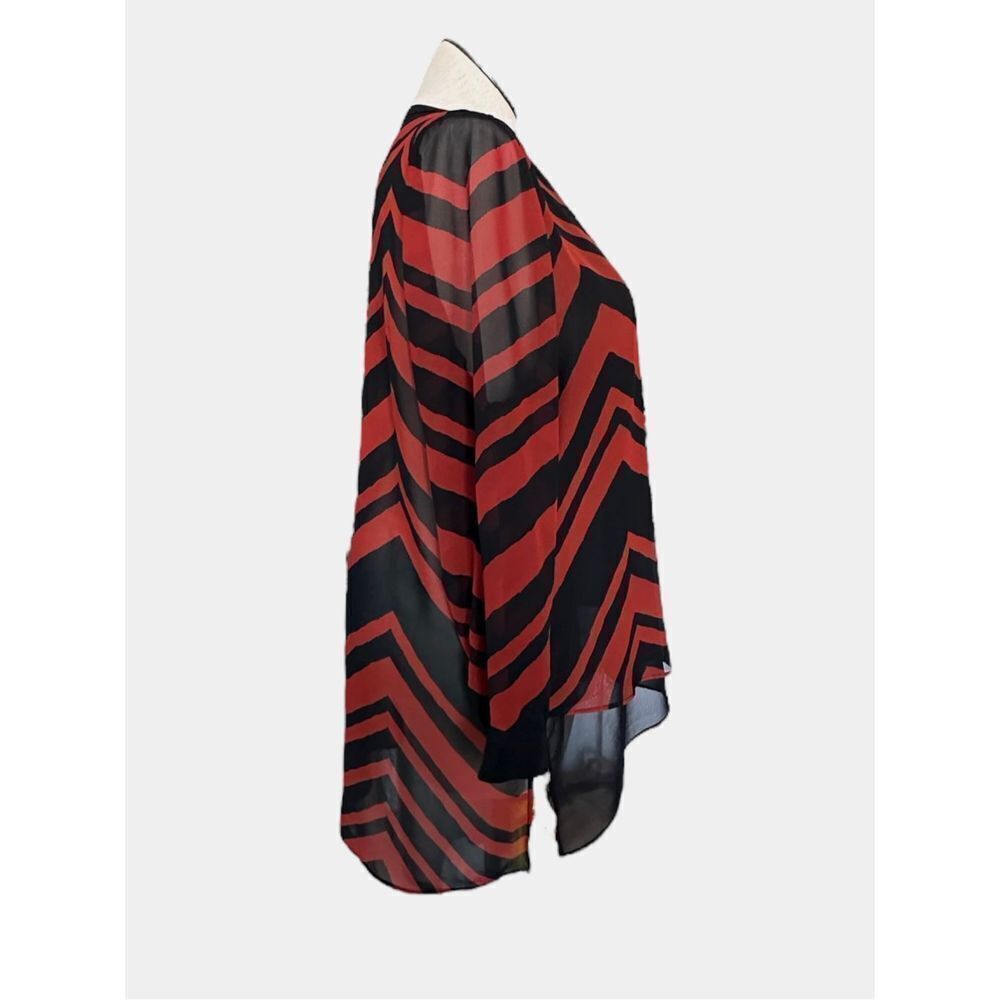 Susan Graver Women’s Burnt Orange Chevron Print High-Low‎ Blouse Size 16 - Picture 3 of 7